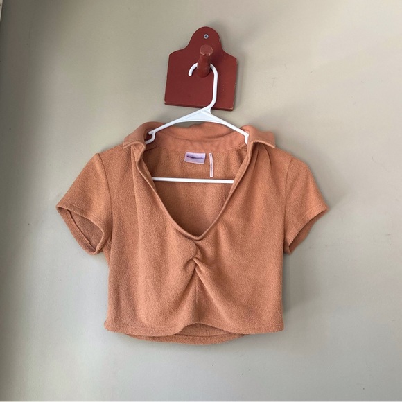 Urban Outfitters Out From Under Orange V Neck Crop Top M - Picture 1 of 5